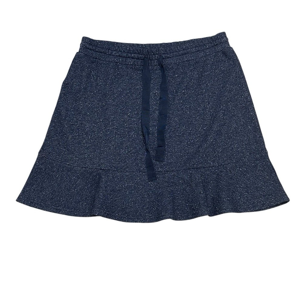 Loft Blue Grey A Line Knee Length Skirt Size Medium Metallic Specs NWT